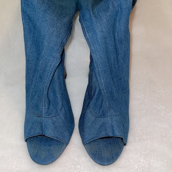 Olivia Ingram Women’s Open Toe Over-The-Knee Denim 4” Boot-Size 8 - Picture 5 of 9